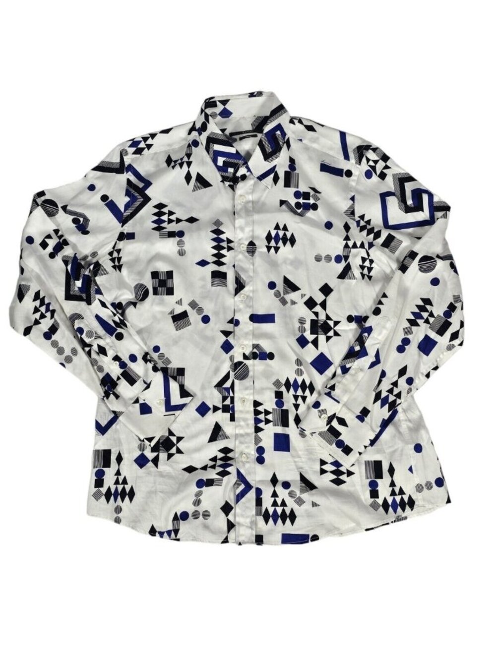 Gucci Mens Geometric Triangle Sphere Print Button Down Shirt Size 44 17.5*
